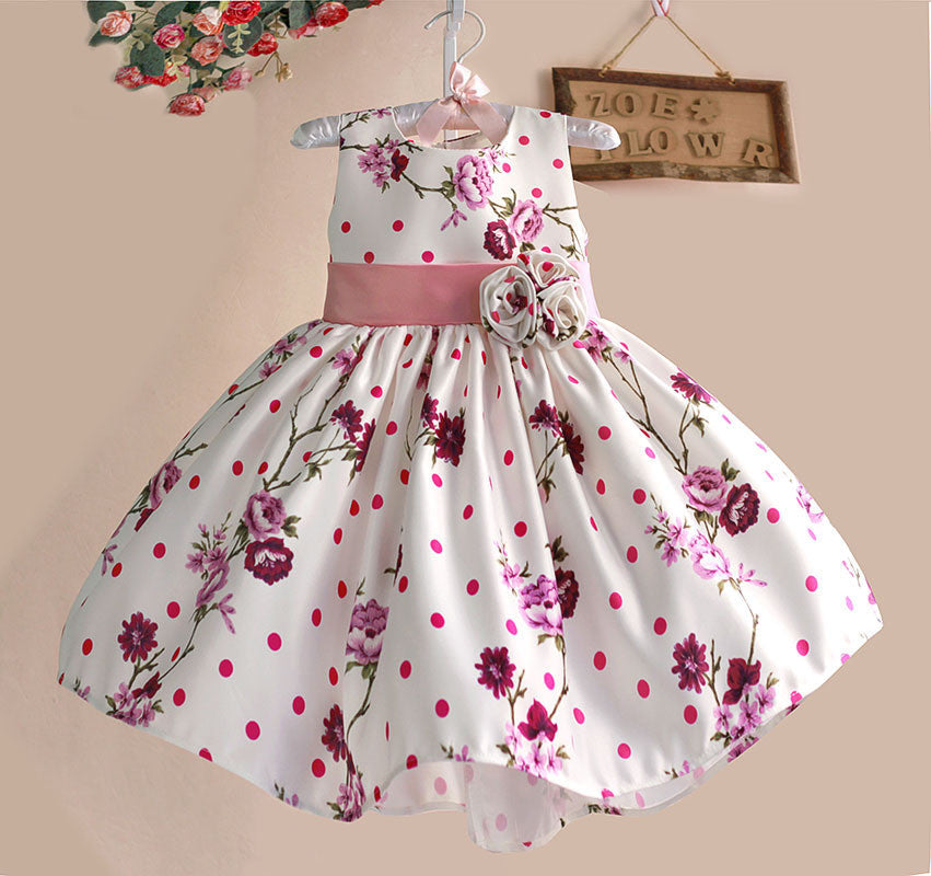 Girls Summer Dress Rose Floral Tribute Silk Kids Dresses for Girls Birthday Party Size 1-6T vestidos infantis-Dollar Bargains Online Shopping Australia