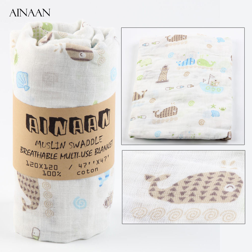 Ainaan Muslin Cotton Baby Swaddles For born Baby Blankets Black & White Gauze Bath Towel-Dollar Bargains Online Shopping Australia