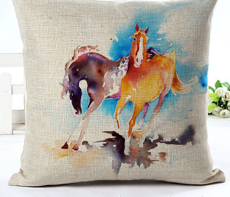 Arrival High Quality Horse Home living Cotton linen Decorative Pillow Throw Pillow Square Cojines-Dollar Bargains Online Shopping Australia