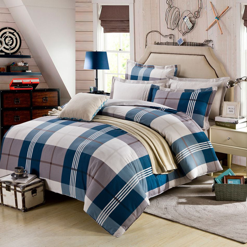 arrival 100% cotton blue stars 4pcs bedding set with duvet cover pillow case cotton fabric bed linen queen size-Dollar Bargains Online Shopping Australia