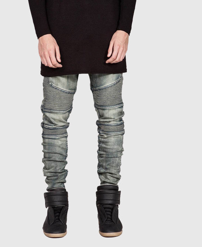 Mens Skinny Biker Jeans Men Hi-Street Ripped Rider Denim Jeans Motorcycle Runway Slim Fit Washed Moto Denim Pants Joggers-Dollar Bargains Online Shopping Australia