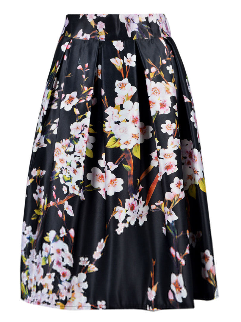 DayLook Summer Style Skirts Womens Elegant Sakura Floral Print High Waist Vintage Tutu Skater Pleated Skirt 5 Colors Saia-Dollar Bargains Online Shopping Australia