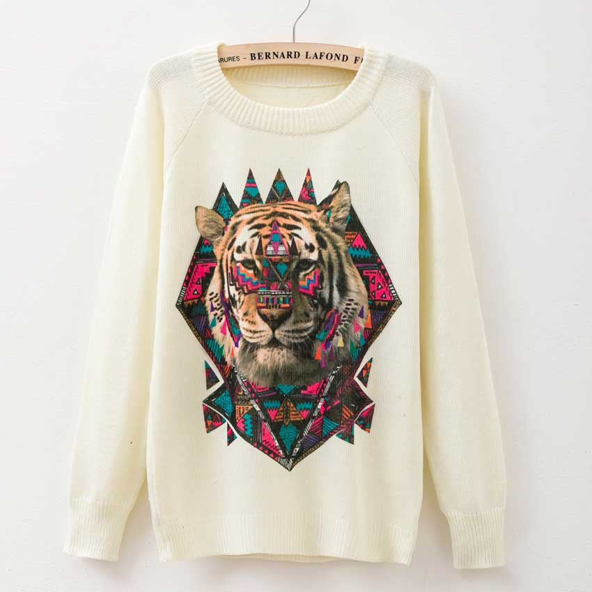 winter Knitwears women sweaters and pullovers fashion Panda/Tiger print Harajuku Sweaters pull femme pullovers-Dollar Bargains Online Shopping Australia