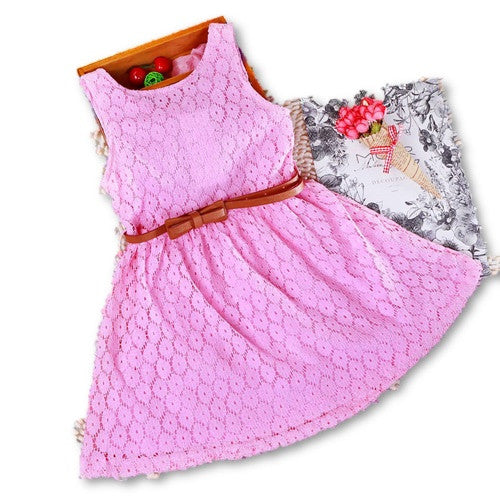 2-8 Years Gift Summer Lace Vest Girls Dress Baby Girl Cotton Dress Chlidren Clothes Kids Party Clothing For Girls Belt-Dollar Bargains Online Shopping Australia