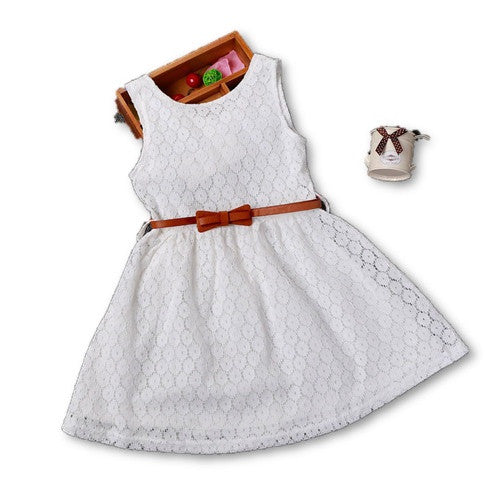 2-8 Years Gift Summer Lace Vest Girls Dress Baby Girl Cotton Dress Chlidren Clothes Kids Party Clothing For Girls Belt-Dollar Bargains Online Shopping Australia