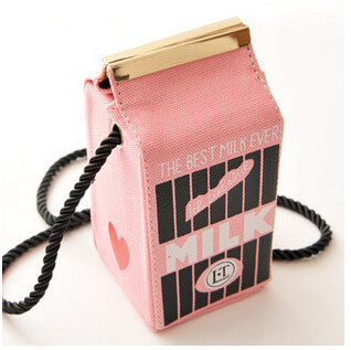 Cute Stereo Mini Milk Box Makeup Cartoon Bag Women Fashion Letter Canvas Shoulders Bag LL1335-Dollar Bargains Online Shopping Australia