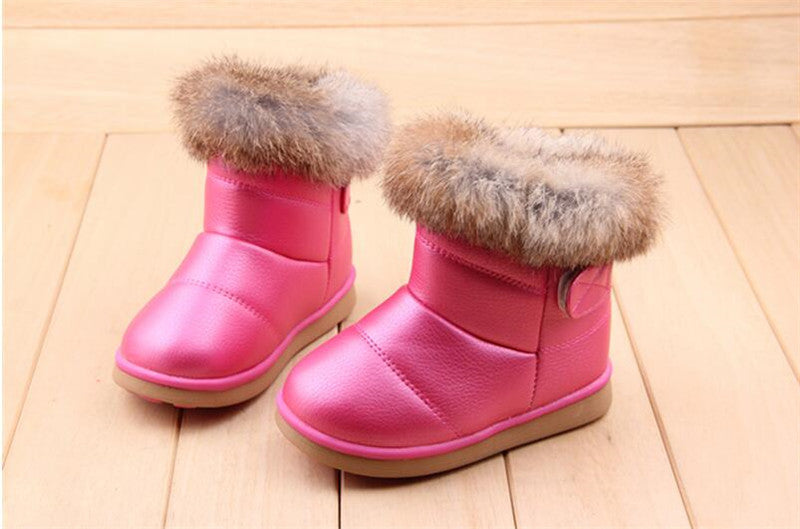 Children's NEW Real Rabbit Fur Ankle Snow Boots EU21-30 Kids Shoes Girls Boots Warm Plush Waterproof Winter Soft-Dollar Bargains Online Shopping Australia