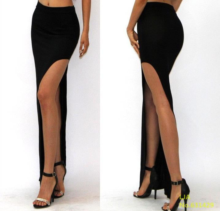 Fashion Charming Sexy Women Lady Long Skirts Open Side Split Skirt Long Maxi Skirt Black-Dollar Bargains Online Shopping Australia