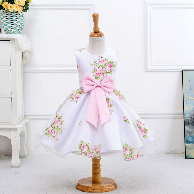 style summer baby girl print flower girl dress for wedding girls party dress with bow dress for 2-8 Years LM008-Dollar Bargains Online Shopping Australia