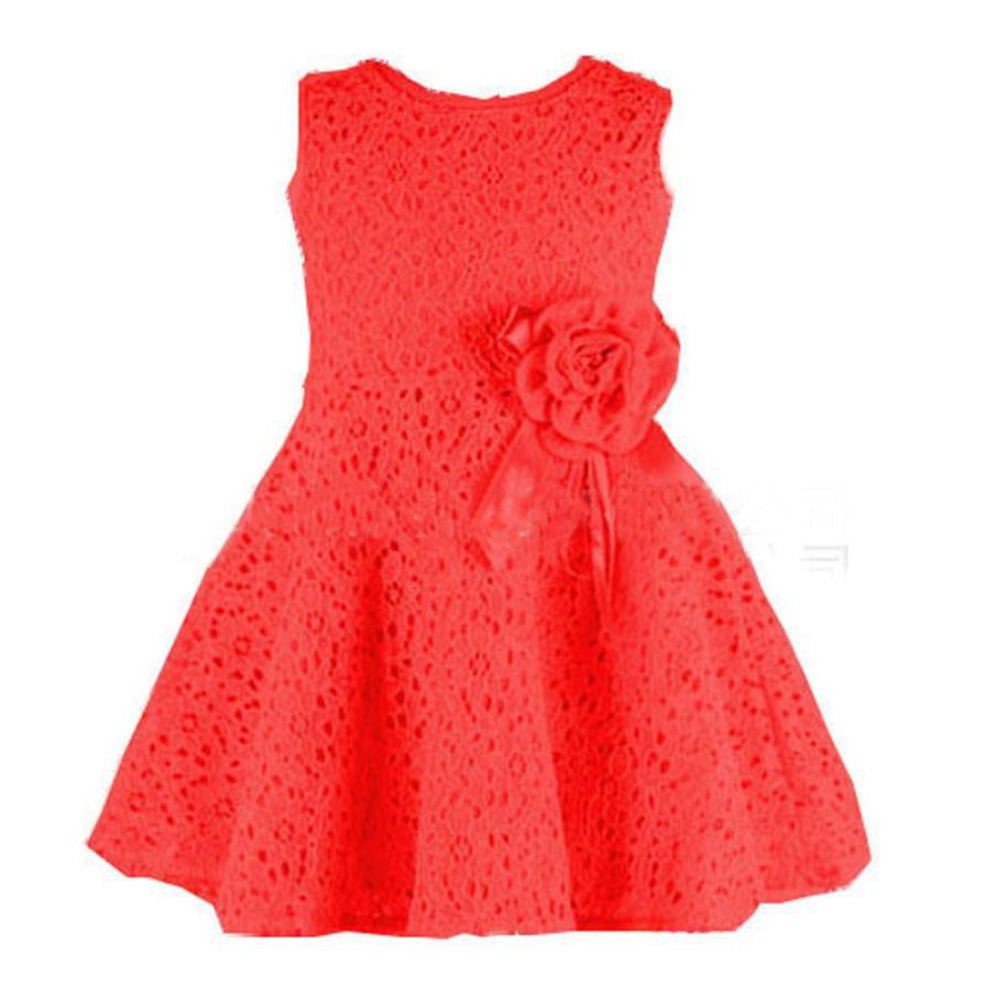 Sweet Girls Full Lace casual Floral Sleeveless Flower summer Dress Child Princess Party Prom girls flower Dress clothes for 2-7Y-Dollar Bargains Online Shopping Australia