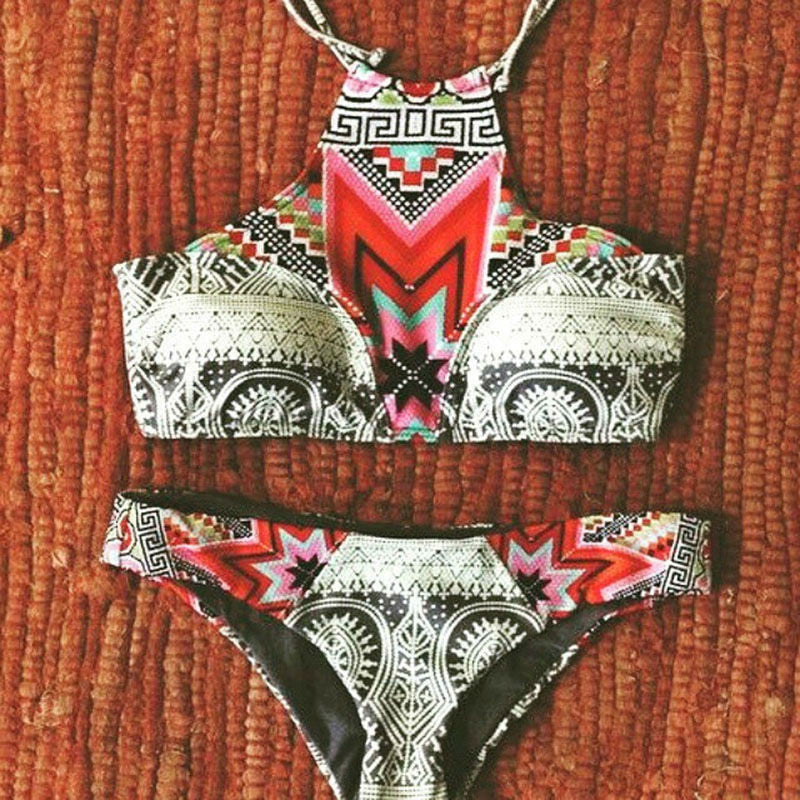 Womens Sexy Bathing Suit Brazilian Bikini Vintage Swimwear Bikinis High Neck Push Up Bra Swimsuit-Dollar Bargains Online Shopping Australia