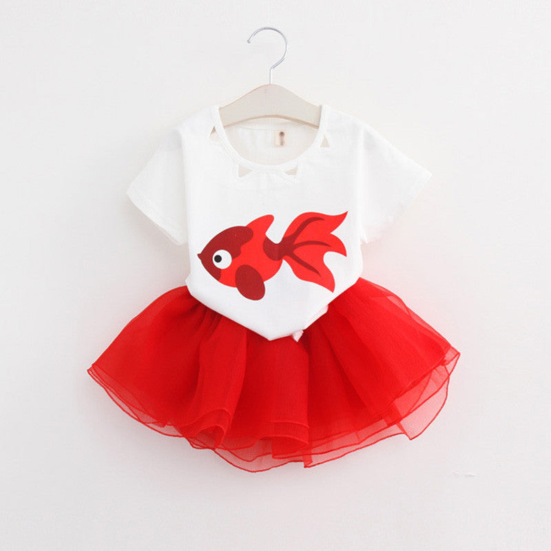 Menoea Girls Dress Clothes 100% Summer Fashion Style Cartoon Cute Little White Cartoon Dress Kitten Printed Dress-Dollar Bargains Online Shopping Australia