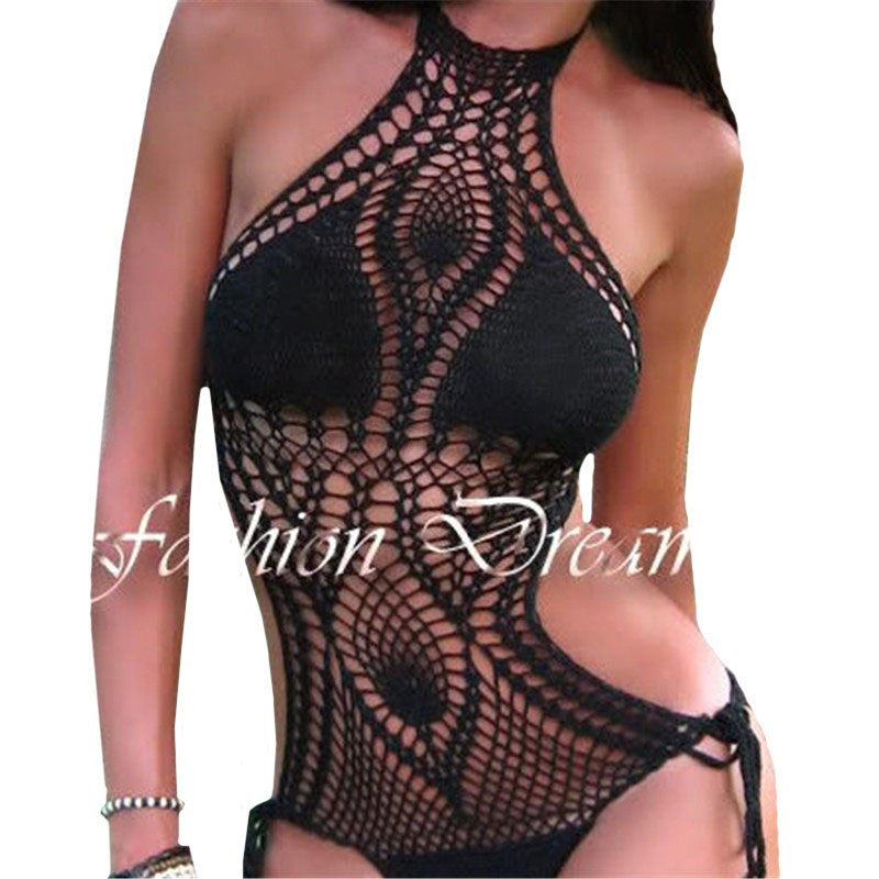 High Crochet Swimsuit Green Black White Bikini Hollow Out Lace Sexy Jumpsuit Bodysuit Bathing Suits S62812J-Dollar Bargains Online Shopping Australia