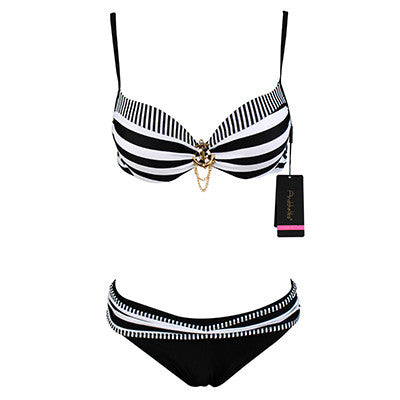 Bikini Push Up Swimwear Retro Navy BLue Black White Striped Anchors Bathing Suit Bikini Set Monokinis AK1648-Dollar Bargains Online Shopping Australia