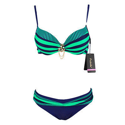 Bikini Push Up Swimwear Retro Navy BLue Black White Striped Anchors Bathing Suit Bikini Set Monokinis AK1648-Dollar Bargains Online Shopping Australia