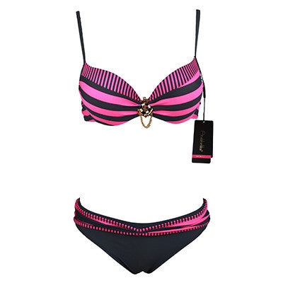 Bikini Push Up Swimwear Retro Navy BLue Black White Striped Anchors Bathing Suit Bikini Set Monokinis AK1648-Dollar Bargains Online Shopping Australia