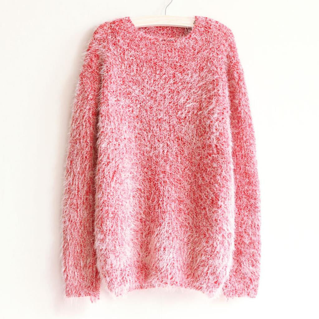 Autumn Winter Women Sweater Warm Mohair O Neck Women Pullover Long Sleeve Casual Loose Sweater Knitted Tops-Dollar Bargains Online Shopping Australia