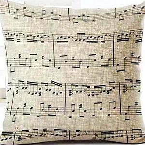 Music Series Note Printed Linen Cotton Square Throw Pillow Cushion 45x45cm Home Decor Houseware-Dollar Bargains Online Shopping Australia