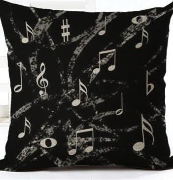 Music Series Note Printed Linen Cotton Square Throw Pillow Cushion 45x45cm Home Decor Houseware-Dollar Bargains Online Shopping Australia