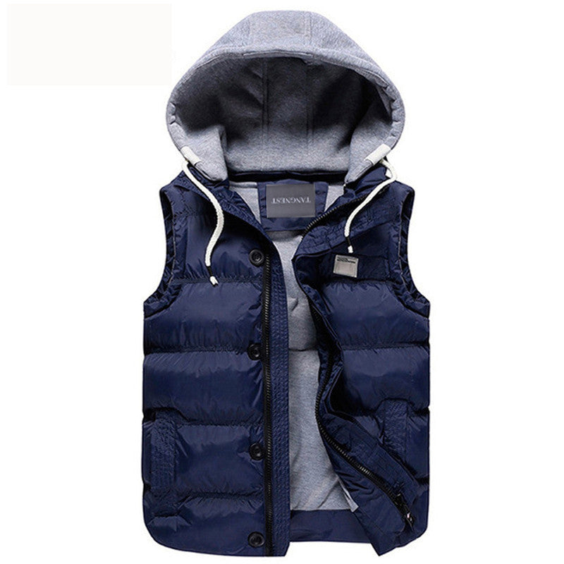 Men's Thicken Slim Casual Vests Hat Detachable Vest For Winter Youth Trend Big Plus Size M-5XL Five Colors Colete MWB086-Dollar Bargains Online Shopping Australia