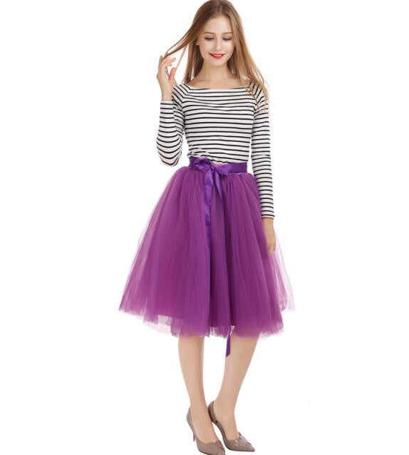 Best Quality 7 Layers Midi Tulle Skirt Tutu Skirts Womens Petticoat Elastic Belt Autumn-Dollar Bargains Online Shopping Australia