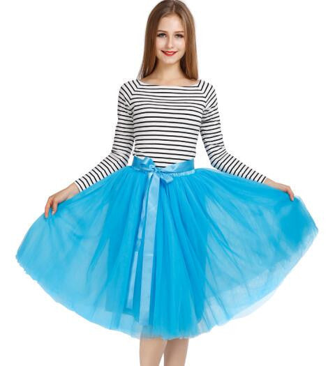 Best Quality 7 Layers Midi Tulle Skirt Tutu Skirts Womens Petticoat Elastic Belt Autumn-Dollar Bargains Online Shopping Australia