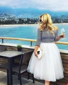 Best Quality 7 Layers Midi Tulle Skirt Tutu Skirts Womens Petticoat Elastic Belt Autumn-Dollar Bargains Online Shopping Australia