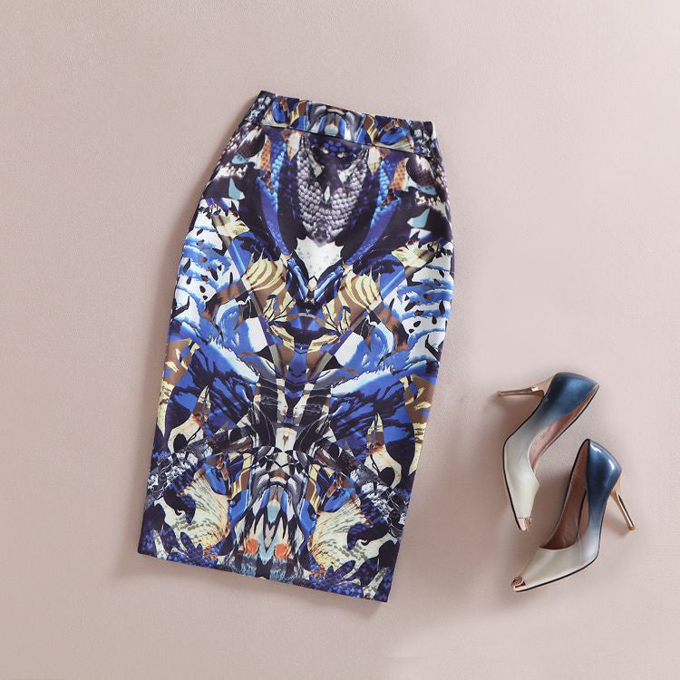 Fashion Women Print Office Skirt Spring Summer Knee-Length Pencil Back Split Skirts High Quality Faldas Saia Midi Femme-Dollar Bargains Online Shopping Australia