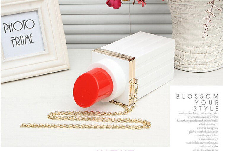 Fashion Lipstick Shape Lip Gloss Luxury Shoulder Bags Evening Bags Purses Women Clutch Vintage Chain Messenger Bags Handbag-Dollar Bargains Online Shopping Australia