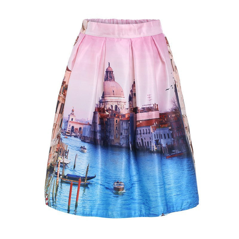DayLook Summer Skater Skirt Vintage Charm Lady Multi Scene Print Pleated Midi Office Skirt Tutu Elegant Womens Skirts Saia-Dollar Bargains Online Shopping Australia