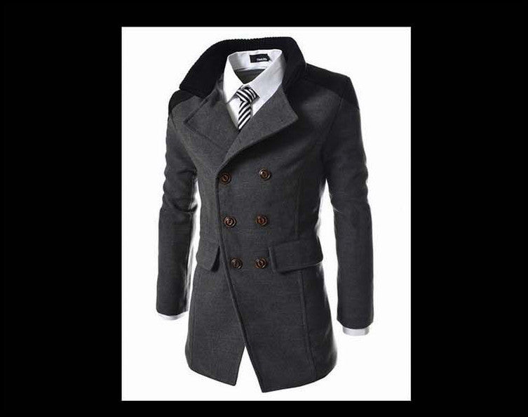 Trench Coat Men Tops Autumn Style Double Breasted Trench Coat High Quality Woolen Cloth Fabric Long Mens Trench Coat-Dollar Bargains Online Shopping Australia