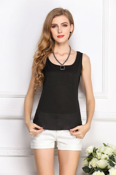 6 SIZES spring and summer women blouses camisole chiffon vest top female sleeveless basic solid tops-Dollar Bargains Online Shopping Australia