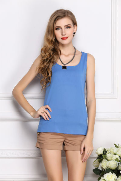 6 SIZES spring and summer women blouses camisole chiffon vest top female sleeveless basic solid tops-Dollar Bargains Online Shopping Australia