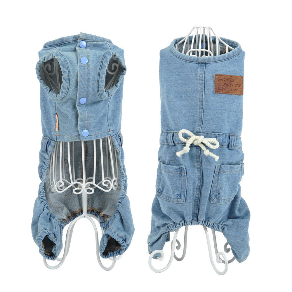 Pet Cat Dog classic Denim jeans Shirt Strap Jeans Coat Vest Jacket Jumpsuit Small Dog Clothes S M L XL-Dollar Bargains Online Shopping Australia