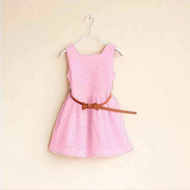 Summer Lace Vest Girls Dress Baby Girl Princess Dress 2-8 Years Children Clothes Kids Party Clothing For Girls Belt-Dollar Bargains Online Shopping Australia