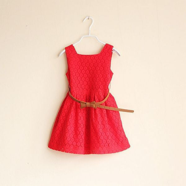 Summer Lace Vest Girls Dress Baby Girl Princess Dress 2-8 Years Children Clothes Kids Party Clothing For Girls Belt-Dollar Bargains Online Shopping Australia