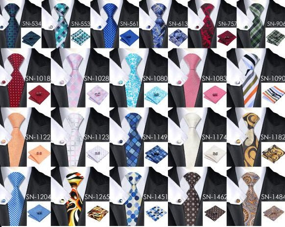 Hi-Tie Fashion 40 Styles Gravata Tie Hanky Cufflink Sets 100% Silk Neckties Ties for Mens Business Wedding Party-Dollar Bargains Online Shopping Australia