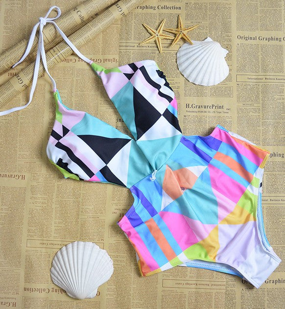 One Piece Strappy biquini High Waist Women cut Bamboo bikiniFemale Bathing Suits Monokini S61A432R-Dollar Bargains Online Shopping Australia