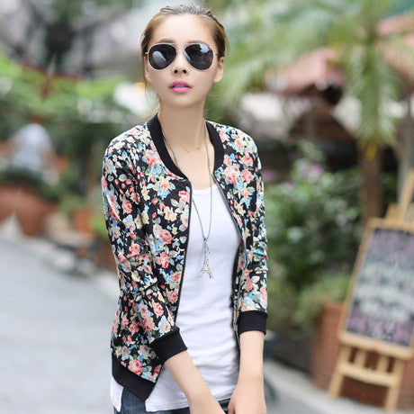 Floral Jacket No Lining Baseball Uniform Women Ditsy Print Cardigan Outwear-Dollar Bargains Online Shopping Australia