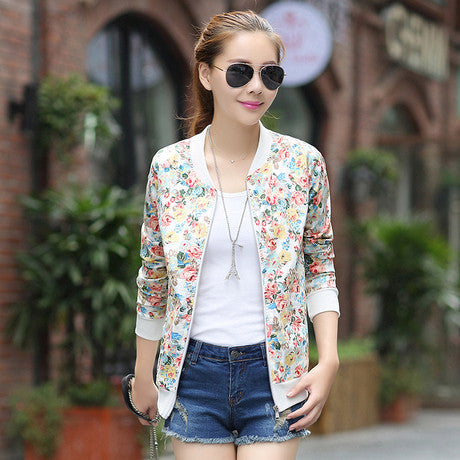 Floral Jacket No Lining Baseball Uniform Women Ditsy Print Cardigan Outwear-Dollar Bargains Online Shopping Australia