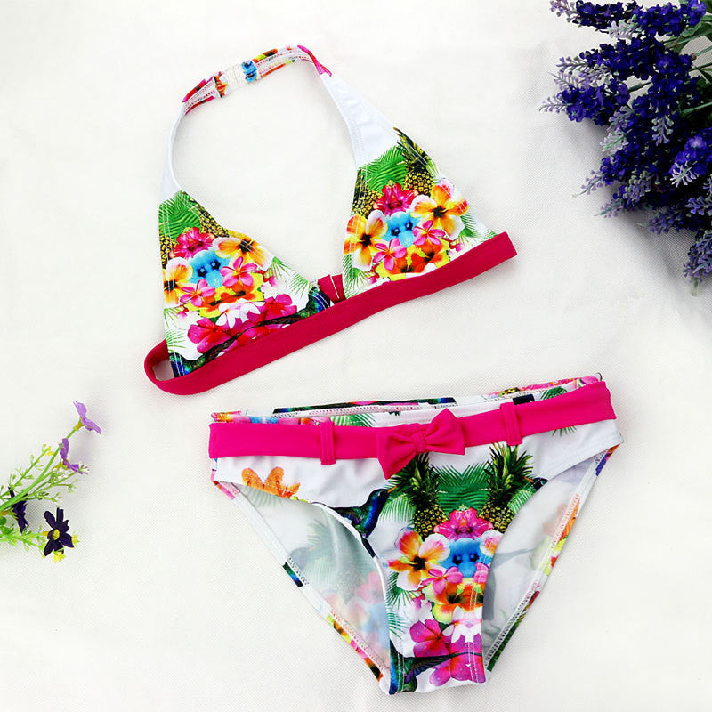 Summer Cuhk Girls Split Bikini Kids Cute Flower and Animal Pattern Swimwear Children Girl Floral swimsuit-Dollar Bargains Online Shopping Australia