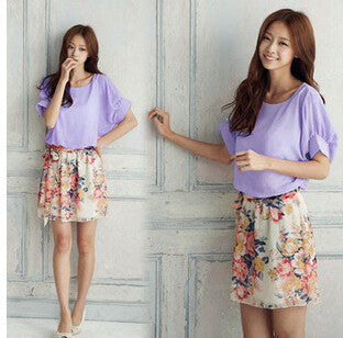 Fashion Summer printing Batwing Sleeve Chiffon Woman's Dress-Dollar Bargains Online Shopping Australia