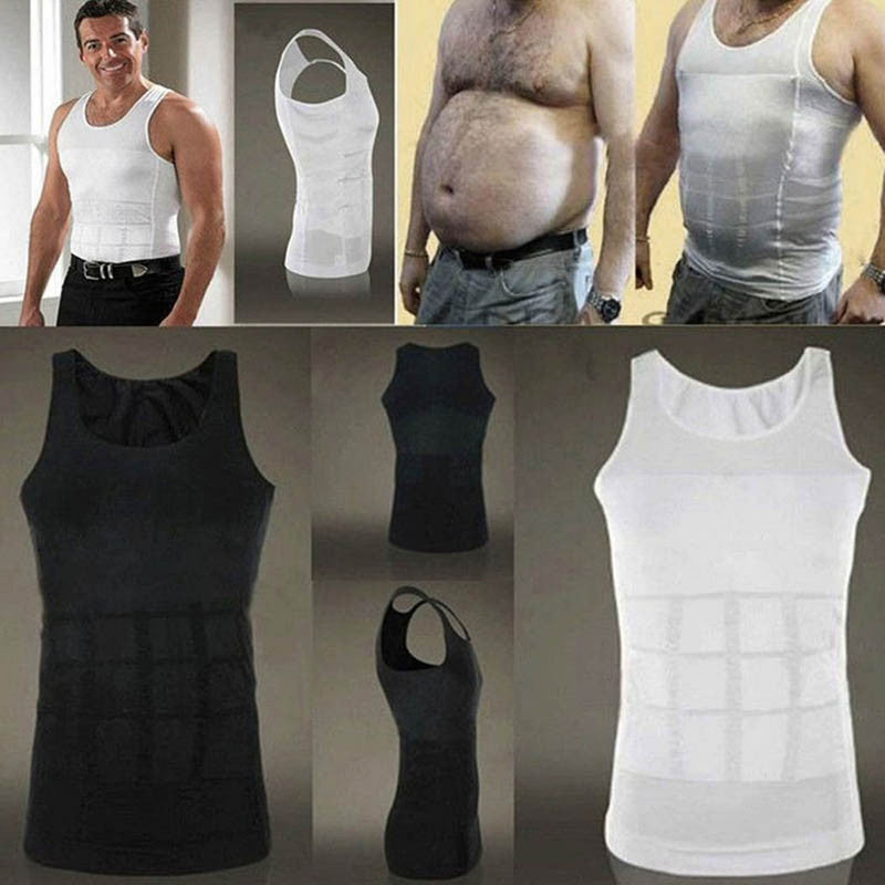 Men Slimming Body Shaper Tummy Shaper Vest Slimming Underwear Corset Waist Muscle Girdle Shirt Fat Burn Posture Corrector-Dollar Bargains Online Shopping Australia