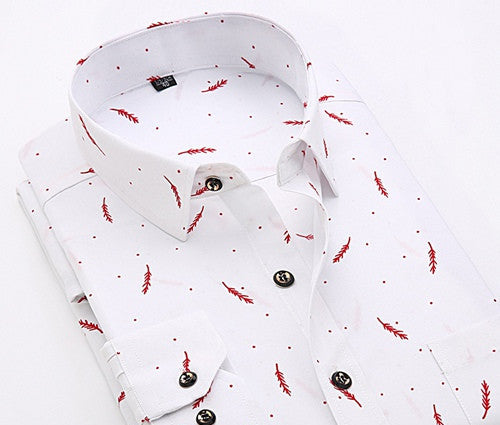 Spring Men Casual Shirts Fashion Long Sleeve Brand Printed Button-Up Formal Business Polka Dot Floral Men Dress Shirt-Dollar Bargains Online Shopping Australia