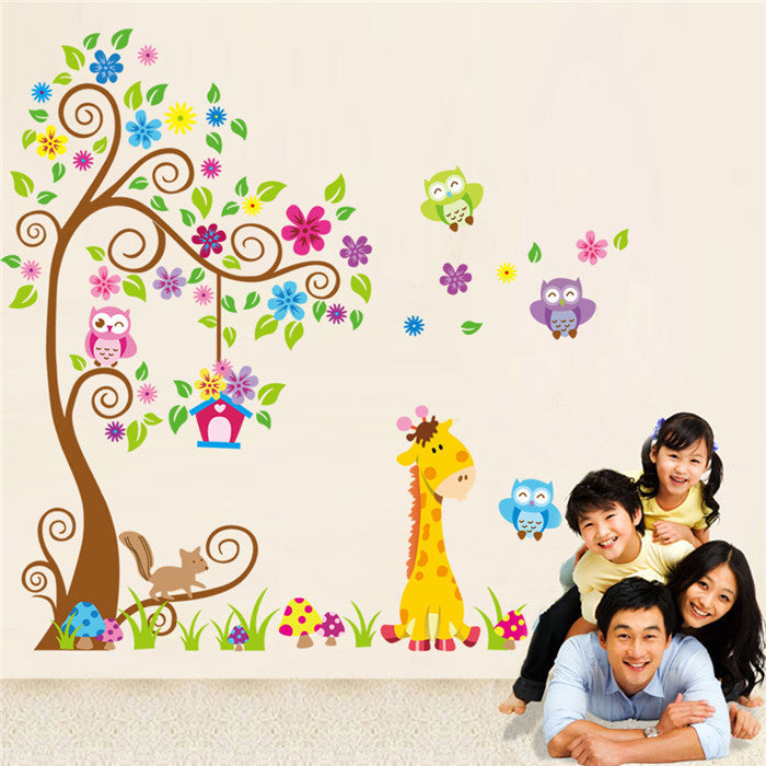 Animal giraffe owl tree wall decals home decoration wallpaper living room sofa vinyl wall stickers for kids rooms home decor-Dollar Bargains Online Shopping Australia