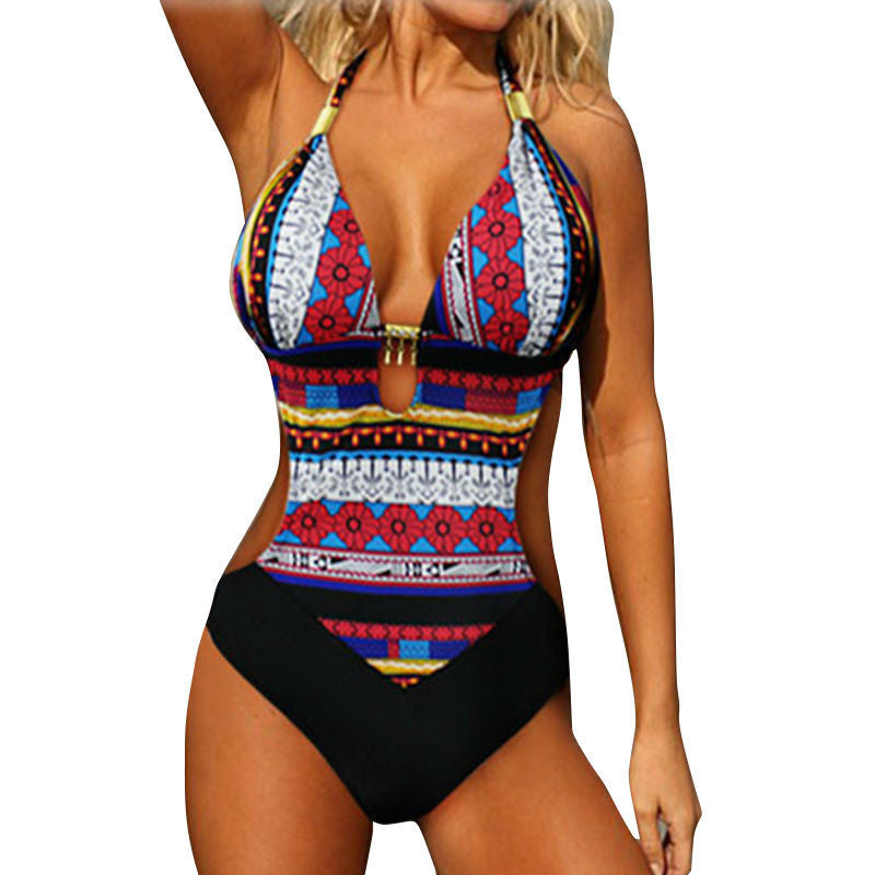 Bikini Bohemian Vintage High Waist Swimsuit Bikinis Women Swimwear Halter Bathing Suit Plus Size S-XXL-Dollar Bargains Online Shopping Australia