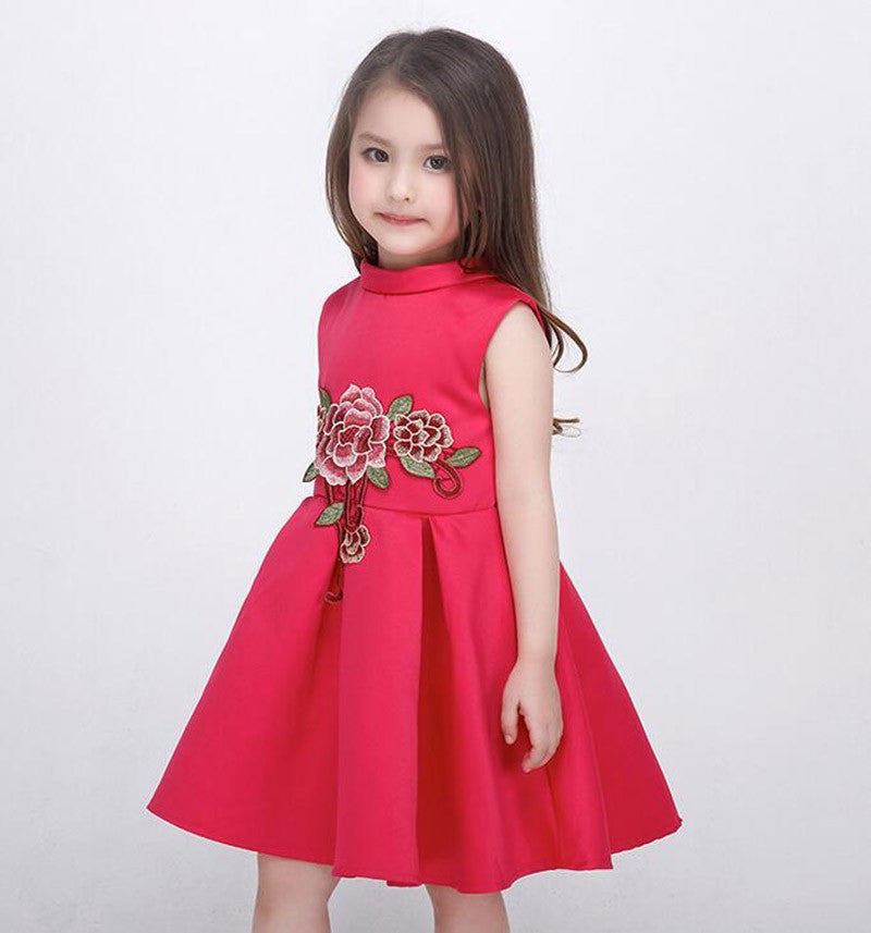 summer girls dress white designer brand children clothing rose flower princess wedding party Lace girl clothes-Dollar Bargains Online Shopping Australia