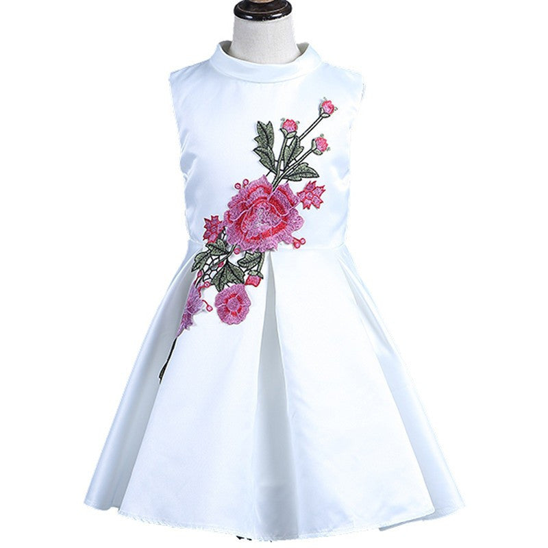 summer girls dress white designer brand children clothing rose flower princess wedding party Lace girl clothes-Dollar Bargains Online Shopping Australia