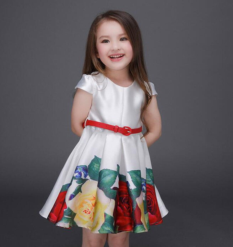 summer girls dress white designer brand children clothing rose flower princess wedding party Lace girl clothes-Dollar Bargains Online Shopping Australia