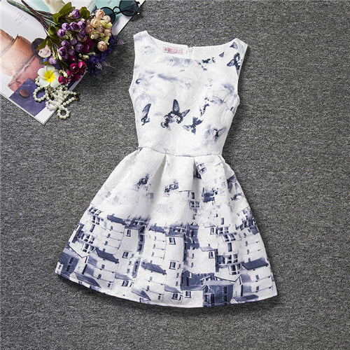 Baby Girls Full Butterfly Print Dress 6 to 12 Years Kids Sundress for Girls Clothing Summer-Dollar Bargains Online Shopping Australia